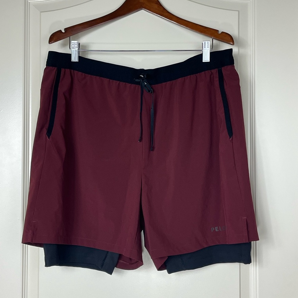 Peloton Men's Athletic Shorts - Burgundy and Black